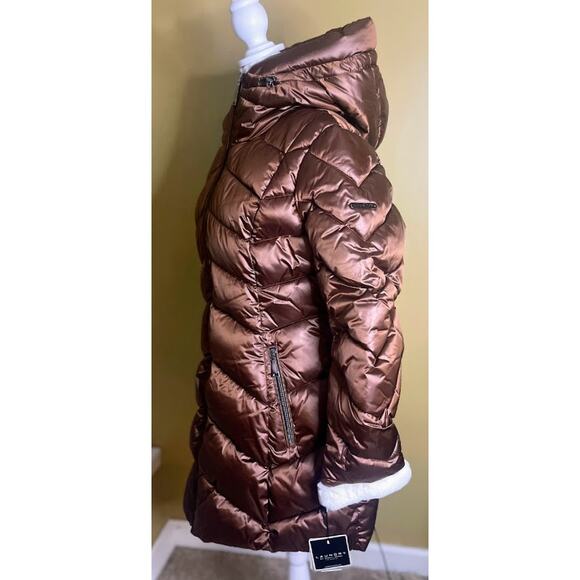 Laundry by Shelli Segal Faux Fur Cuff Hooded Puffer Coat Size Large NWT - Picture 5 of 11